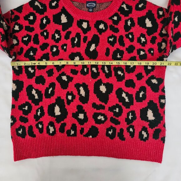 Scoop Women's Leopard Print Crewneck Long Sleeve Pullover Sweater Size Medium - Picture 11 of 13